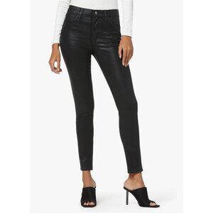 Joe's Jeans The Charlie High Rise Skinny Ankle Coated Black Size 27 Faux Leather
